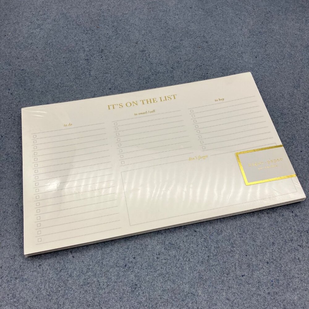 "Its On The List" Gold Foil Weekly Planner Pad 9" X 5.5" Productivity Organizer